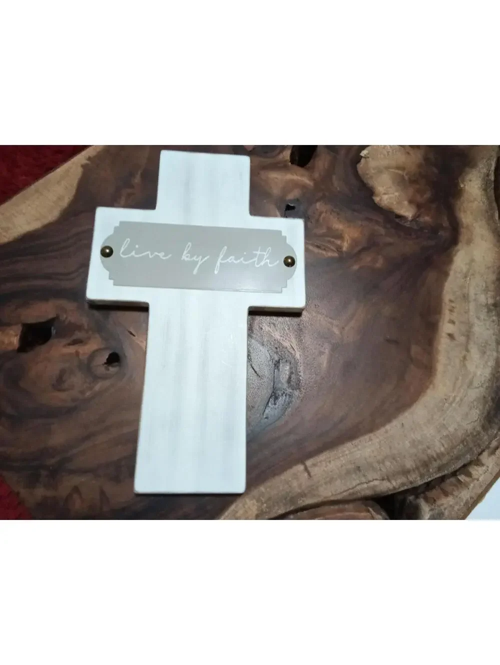 Decorative Wooden Cross Wall Decor with 'Live by Faith' Sign 12x7.5